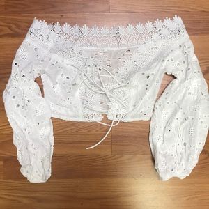 Off the shoulder lace peasant shirt size small